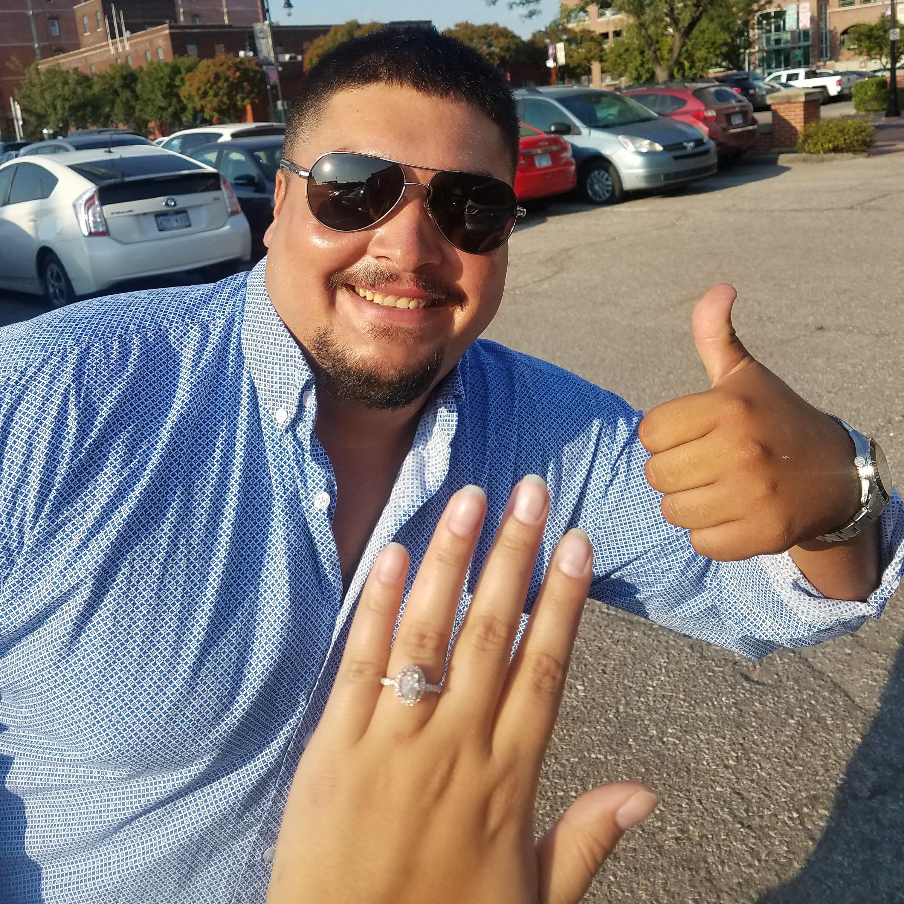 Our Engagement. He's excited