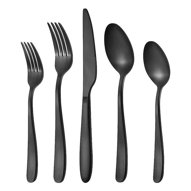 Matte Black Silverware Set for 8, Compralo 40 Pieces Black Flatware Set, Stainless Steel Tableware Cutlery Set Include Fork Spoon Knife, Kitchen Utensil Sets for Home and Restaurant