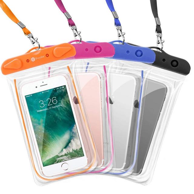 F-color Waterproof Case, 4 Pack Transparent PVC Waterproof Phone Pouch Dry Bag for Swimming, Boating, Fishing, Skiing, Rafting, Protect iPhone X 8 7 6S Plus SE, Galaxy S6 S7, LG G5 and More