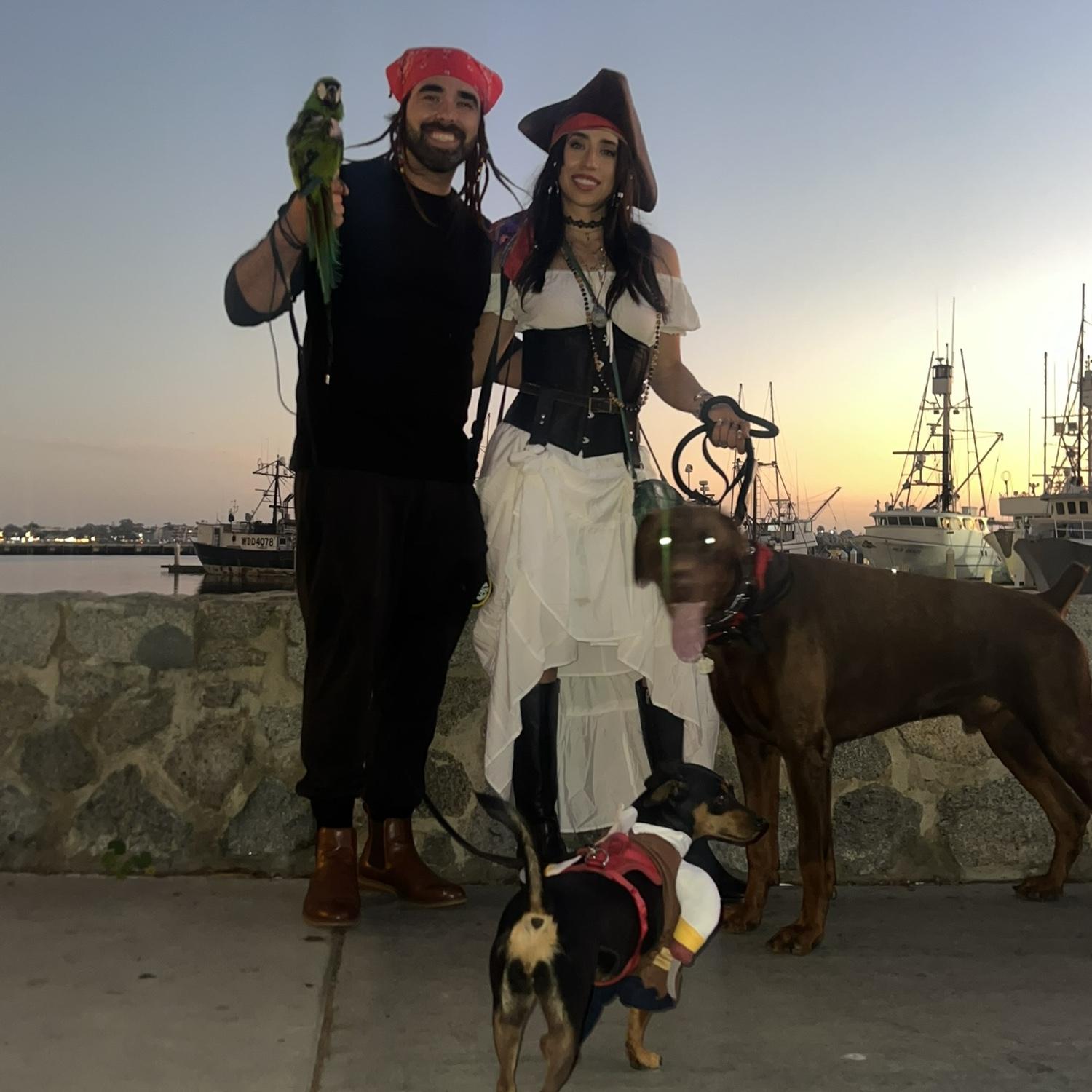Halloween 2016 ~ Steven and his pet parrot McChristo
~ Jennifer and her dogs Copper and Scout