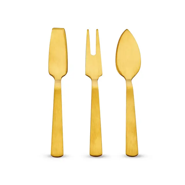 Twine Gold Knife Set Cheese Knives Stainless Steel Cheese Butter Spreader Knives, Charcuterie Utensils, Cheeseboard Accessories Set of 3 Gold