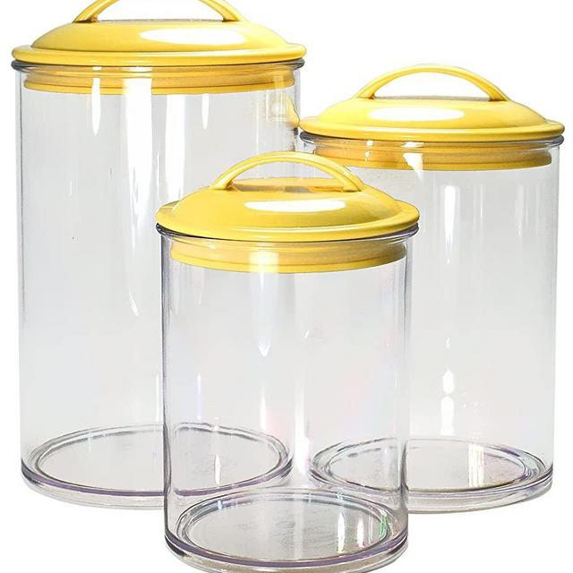 Calypso Basics by Reston Lloyd Acrylic Storage Canisters, Set of 3, Lemon