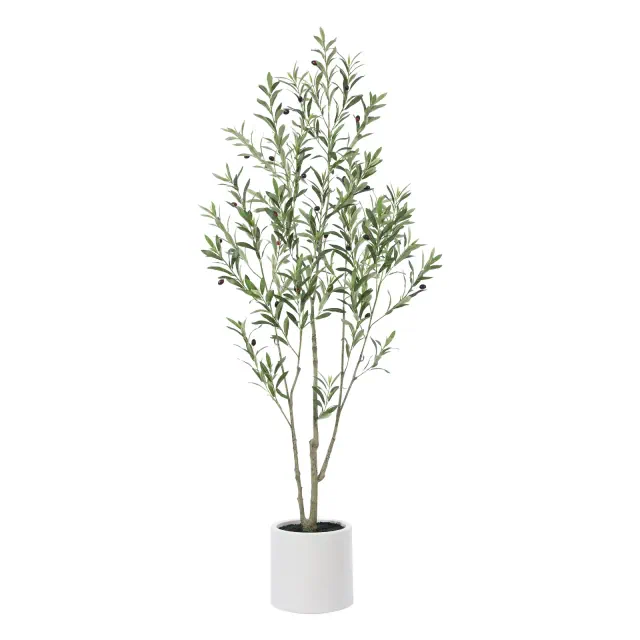 Kazeila Artificial Olive Trees, 6 ft Tall Fake Olive Trees for Indoor, Large Olive Plants with White Planter for Home Decor and Housewarming Gift