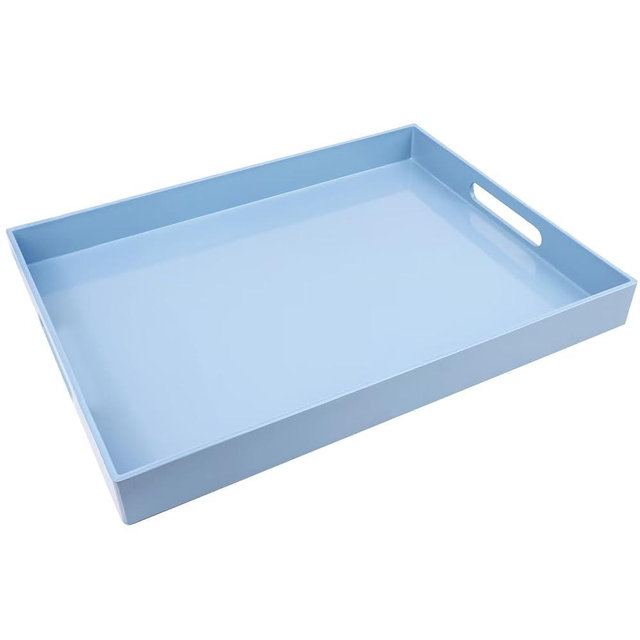 Spsyrine Serving Tray with Handles, Plastic Decorative Tray for Coffee Table, Living Room, Home Decor, 3040B