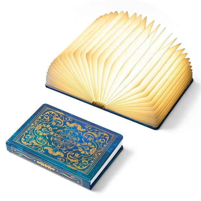 Book Lamp Book Lovers Gifts, Book Light 5 Colors Lights 1200mAh, Foldable Paper Lamp as Book Decor Book Accessories, Embossed Book Cover, Bookish Gifts for Women or Freinds & Unique Birthday Gifts