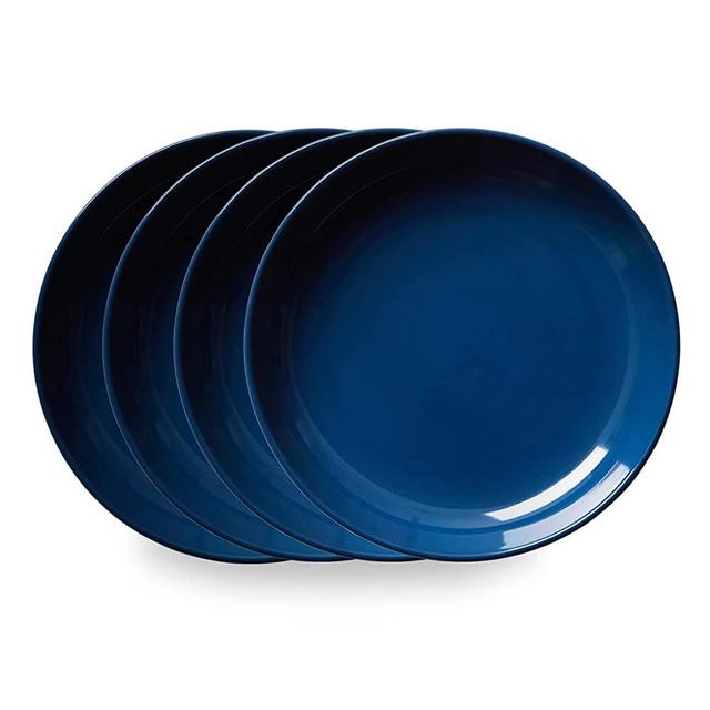 Corelle Navy Stoneware Dinner Bowl Set | 4 Round, Easy to Clean Glazed Meal Bowls | Double Beaded Edge for Strength and Durability | Microwave, Dishwasher, Oven, and Freezer Safe