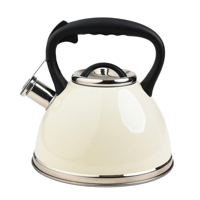 SharpChef Whistling Stovetop Tea Kettle,Food Grade Stainless Steel, Cool Touch Ergonomic Handle, Fast Boil, for Gas, Electric, and Glass Ranges - 3L