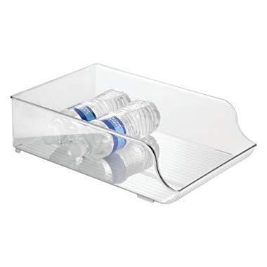 iDesign Plastic Refrigerator and Freezer Storage Organizer Bin Water Bottle and Drink Holder for Kitchen, Basement, Garage Fridge, BPA-Free, Clear