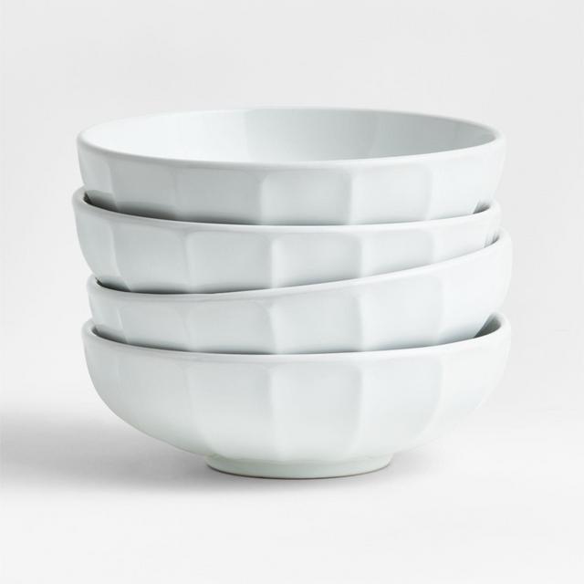 Cafe White Low Bowls, Set of 4