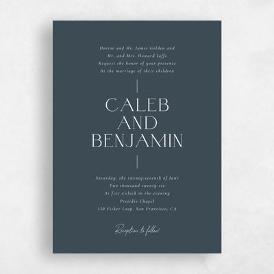 Blue Elegant Wedding Invitation - Piccola Portrait