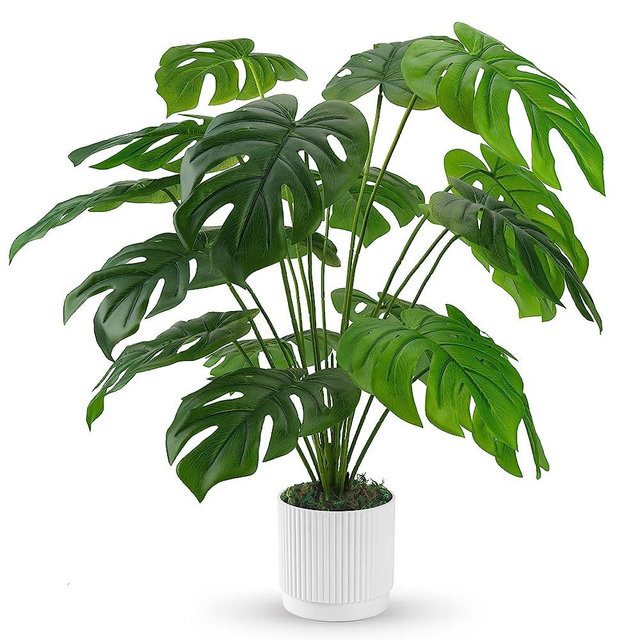 Der Rose 28" Fake Plants Large Artificial Monstera Faux Plants Indoor Tall for Floor Home Office Farmhouse Bedroom Decor