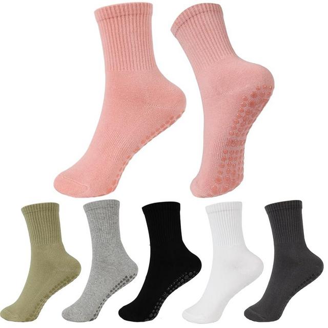 Ivyhouse 6 Pairs Pilates Socks for Women with Non Slip Grippers, Yoga Crew Socks for Barre Hospital Sticky Slipper Socks