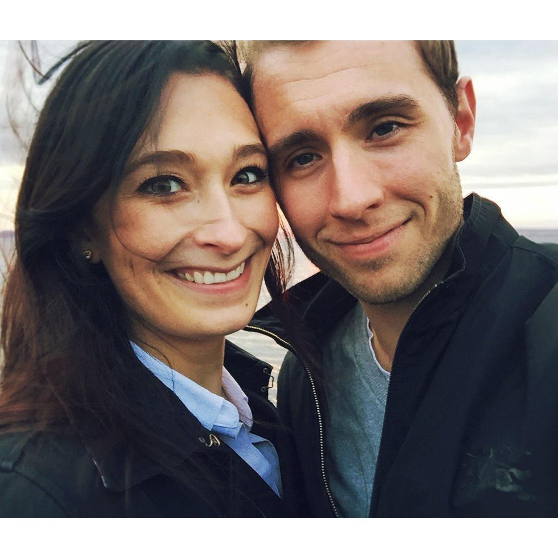 2015. Enjoying a grey, windy evening walking out on the Sound in downtown Seattle!