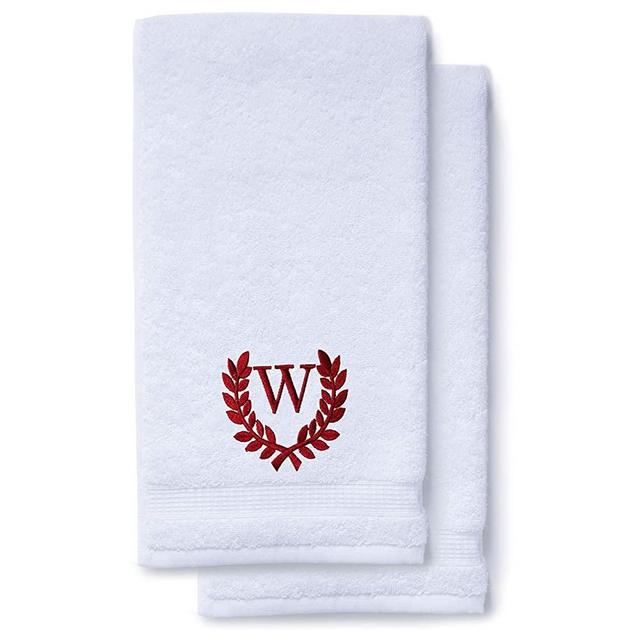Decorative and Monogrammed Hand Towels for Bathroom Kitchen Makeup | Personalized Gift for Wedding-Bridal | Roman Font Custom Luxury Turkish Towel | Spa Collection, Oversized, 16 X 30 Inch, Set of 2