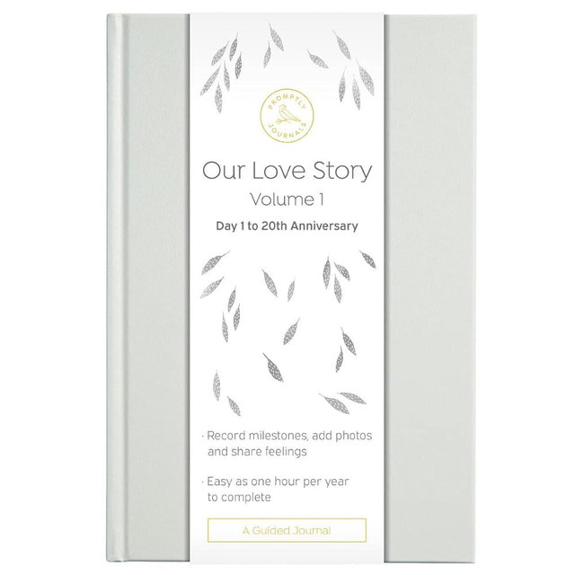 Promptly Journals, Our Love Story Volume 1: Day 1 to 20th Anniversary (White Dove, Leatherette) | Couples Journal | Couple Memories Journal