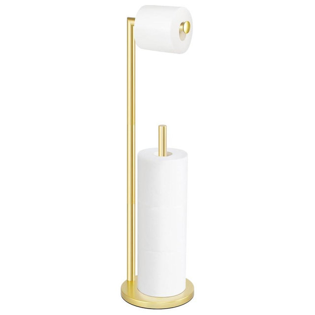 Toilet Paper Holder Stand,Gold Toilet Paper Holder,Toilet Paper Holder Free Standing,Toilet Paper Holder with Storage by Bathth, SW008