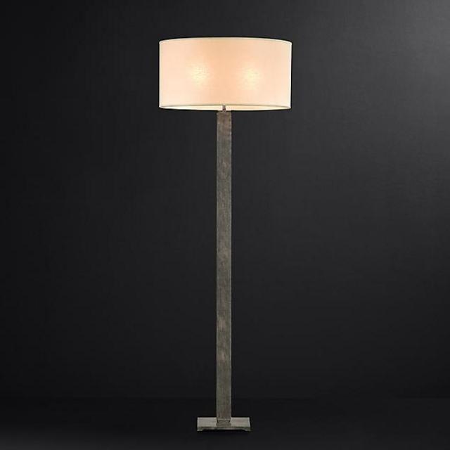 Square Column Floor Lamp, Antique Silver - RH