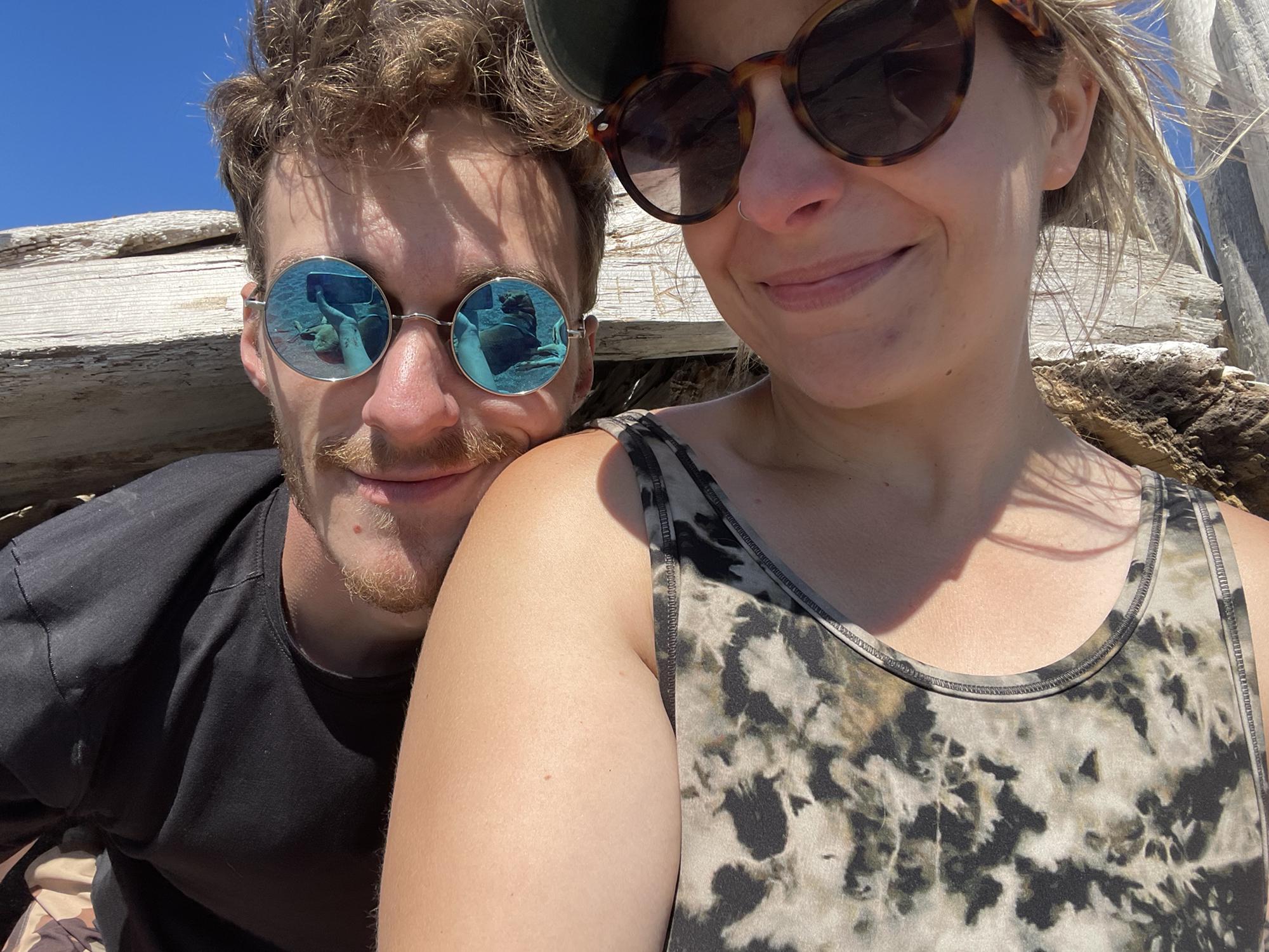 Ben built a fort out of driftwood on the beach in Westport, WA