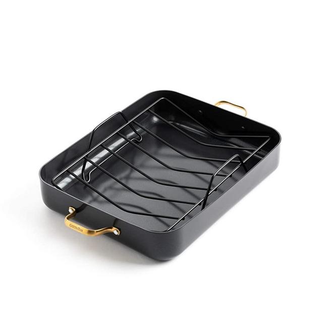 GreenPan Padova Reserve Healthy Ceramic Nonstick Roasting Pan, 13" x 16", Black