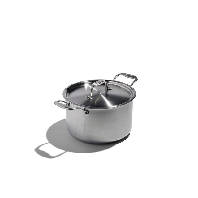 Heritage Steel x Eater 5 Quart Sauce Pot with Lid | Made in USA | 5-Ply Fully Clad Stainless Steel Pan | Stay Cool Handle Design | Induction Capable & Non-Toxic Cookware