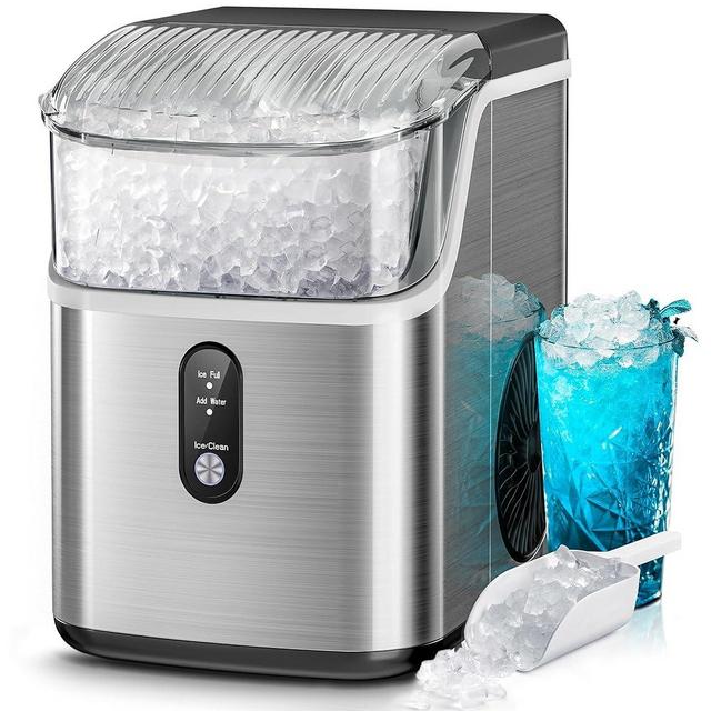 Kismile Nugget Ice Makers Countertop,Pebble Ice Maker Machine with Crushed Ice, 35lbs/Day,One-Click Operation,Self-Cleaning Countertop ice Machine,Pellet Ice Maker Countertop for Home/Kitchen/Office