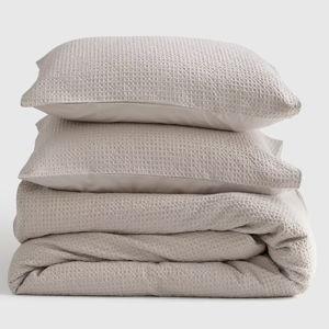 Organic Luxe Honeycomb Duvet Cover Set - Sand, King/Cal King
