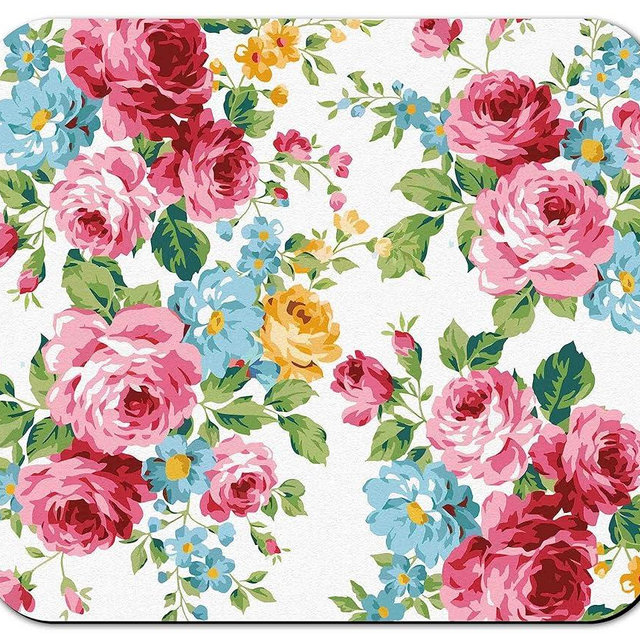 Rubber Dish Drying Mat for Kitchen Counter Large Pink Red Roses Floral Washable Quick Home Coffee Pad Fit Under Sink,Bar,Utensils 16x18in