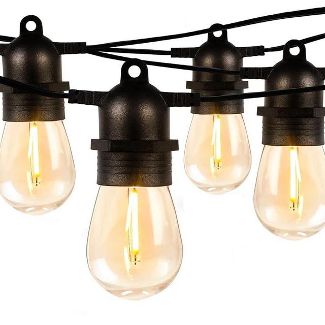 Lepro S14 Outdoor String Lights 50ft Hanging Patio Lights with 15 Shatterproof LED Edison Bulbs, Waterproof Bistro Lights Backyard String Lighting for Deck, Pergola, Porch, Garden, Gazebo