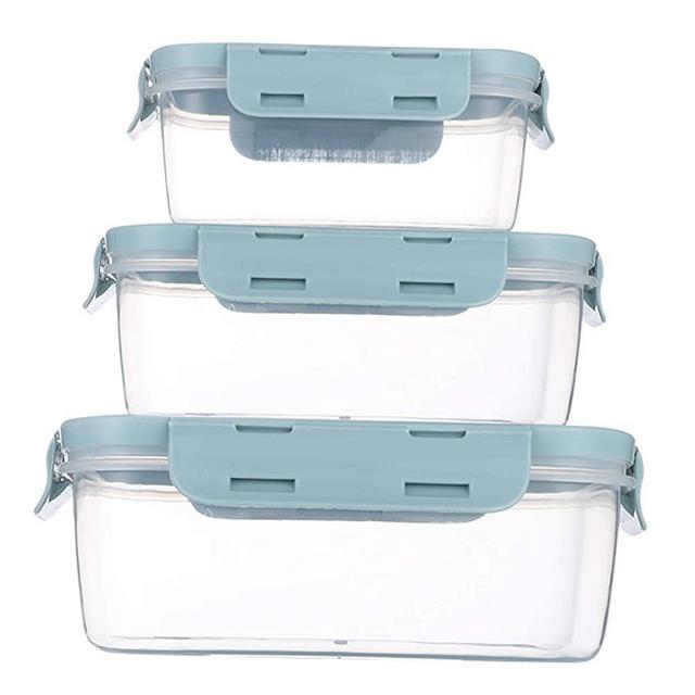 Food Storage Containers with Lids - Plastic Rectangular Food Containers with Lids - Lunch Containers with Lids - Meal Prep Containers -Leak Proof, Microwave & Dishwasher, Stackable, Reusable (blue)