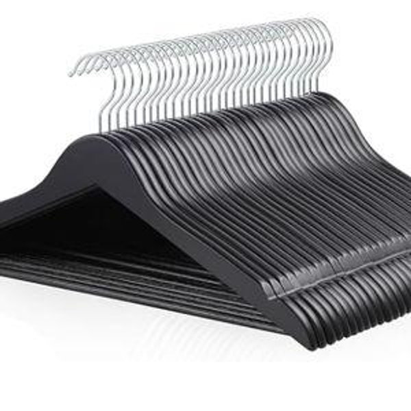 Amazon Basics Wood Suit Clothes Hangers, 30-Pack, Black