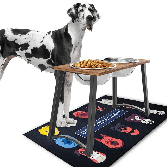 TIDANT Elevated Dog Bowls for X-Large Dogs with Spill Proof Mat 2 X-Large 3000ML(13CUPS) Stainless Steel Dog Bowls, 16.5" Tall Raised Dog Bowl Stand,Dog Food & Water Bowls for Large, Extra Large Dogs