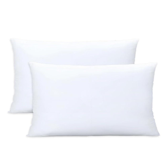 Throw Pillows Insert Set of 2, White 12x20 in Pillow Inserts with 100% Cotton Cover,Bed and Couch Decorative Stuffer Pillows,Indoor Pillows for Sofa