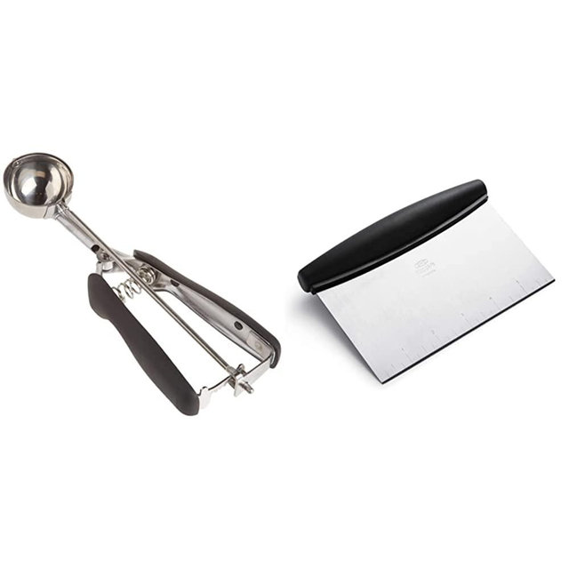 OXO Good Grips Medium Cookie Scoop & Good Grips Stainless Steel Scraper & Chopper