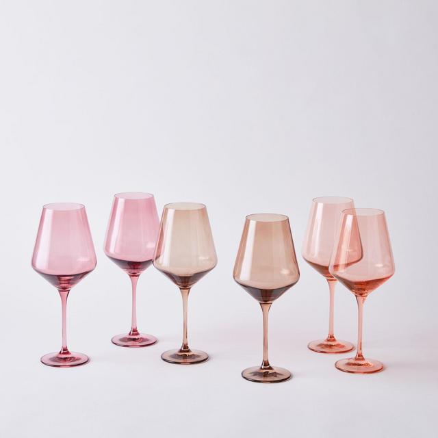 Mixed Set Hand-blown Colored Wine Glasses (Set of 6) | Estelle Colored Glass