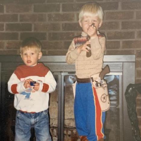 Chris (right) + Nate demonstrating gun safety