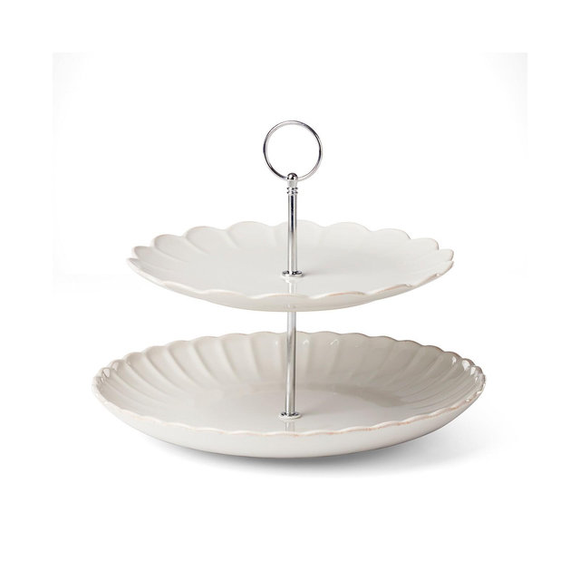 Lenox French Perle Scallop 2-Tiered Server