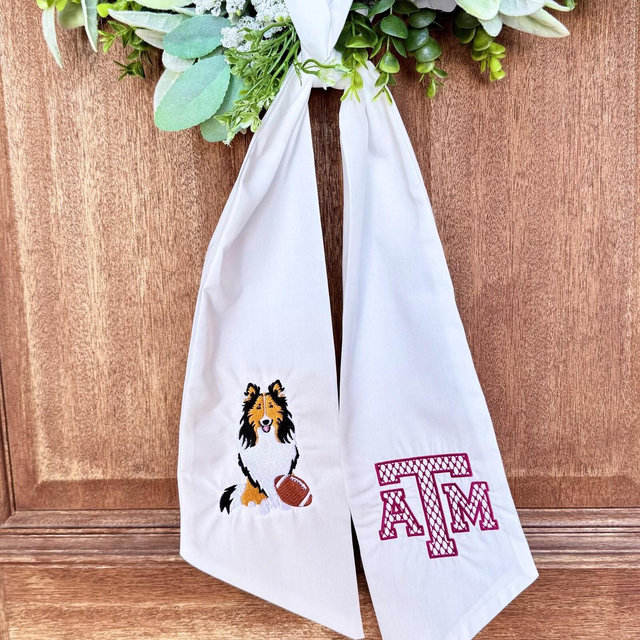 Embroidered Texas A&M Wreath Sash, Aggie Door Decor