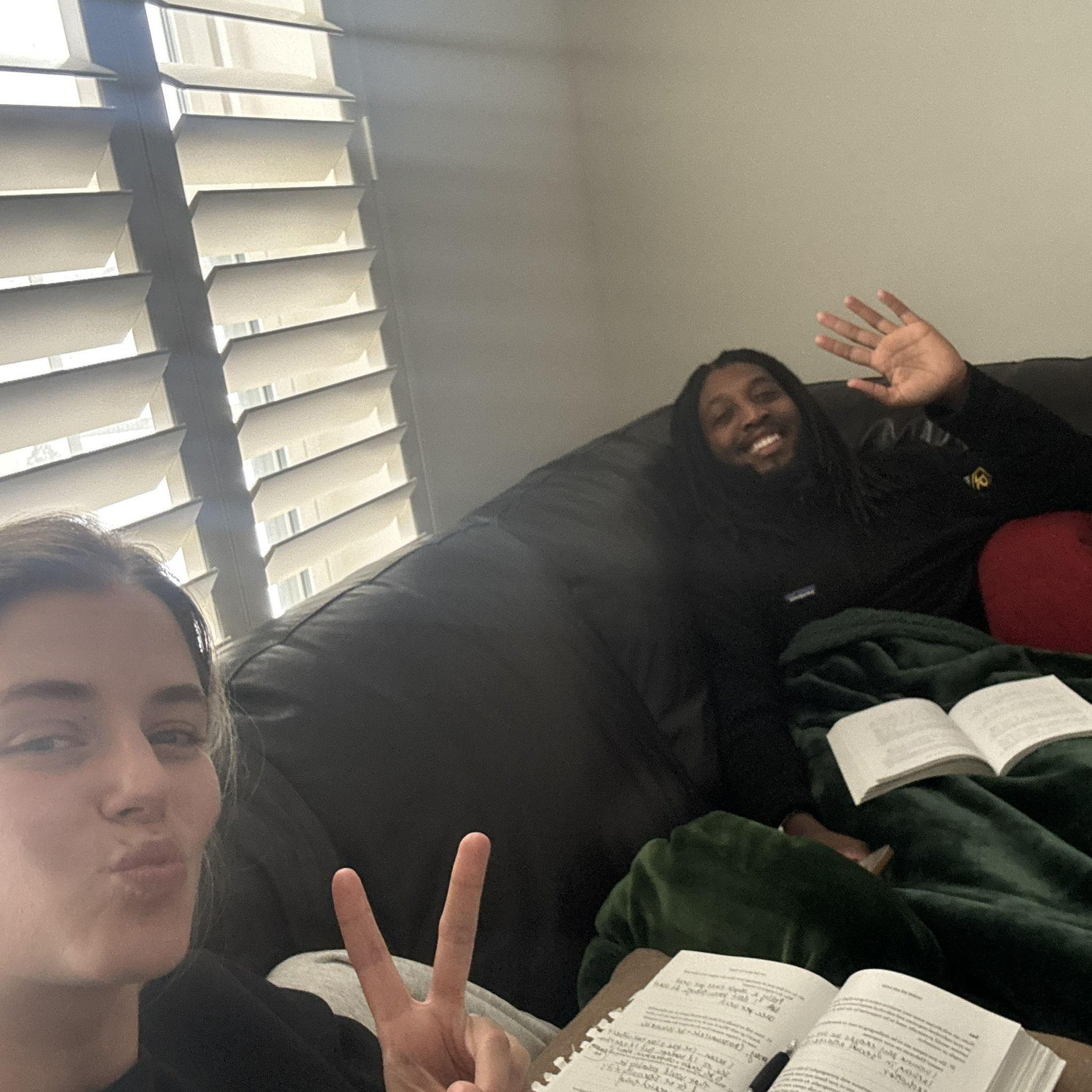 Snowed in doing our premarital counseling homework!