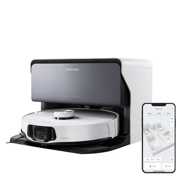roborock S8 MaxV Ultra with Refill & Drainage System Robot Vacuum and Mop, FlexiArm Design, Auto Mop Washing&Drying, 10000Pa Suction, Obstacle Avoidance, 20mm Auto Mop Lifting, Smart Dirt Detection
