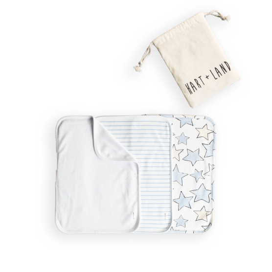3 Pack Organic Burp Cloth- Zen Blue