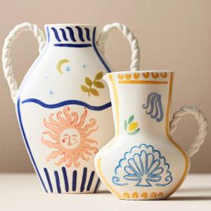 Anthropologie Dimitria Braided Handle Stoneware Vase - Blue Tall