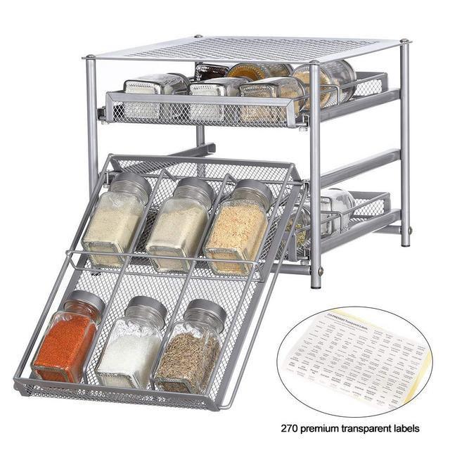 NEX Spice Rack 3 Tier 18-Bottle Spice drawer Organizer for Pantry Kitchen Cabinet, Painting