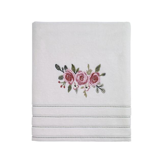 Avanti Spring Garden Peony Embroidered Cotton Bath Towel, 27" x 52"