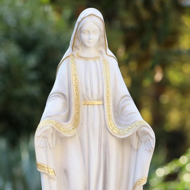 Elegant Our Lady of Grace Marble Outdoor Statue - 40cm Tall - Ideal for Garden, Cemetery, or Home Altar, express delivery included,