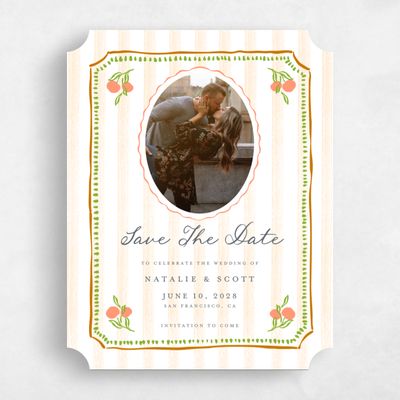 Orange Ticket Wedding Save the Date - Jardine Photo