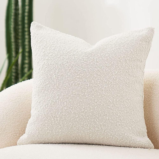 DOMVITUS Boucle Pillow Covers 24x24 Luxury Throw Pillow Covers Decorative Pillows for Bed Sofa Pillows for Living Room Accent Couch Pillows Soft Cushion Case, 1PC, Ivory