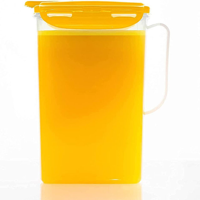 LocknLock Aqua Fridge Door Water Jug with Handle BPA Free Plastic Pitcher with Flip Top Lid Perfect for Making Teas and Juices, 2 Quarts, Yellow