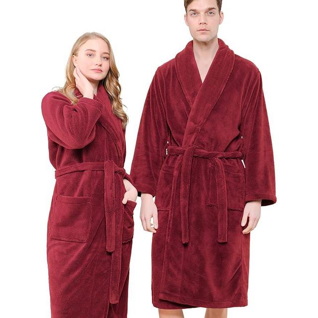 American Soft Linen Warm Fleece Robe, Mens and Womens Robe Fuzzy, 1 Piece Unisex Plush Adult Bathrobe for Bathroom