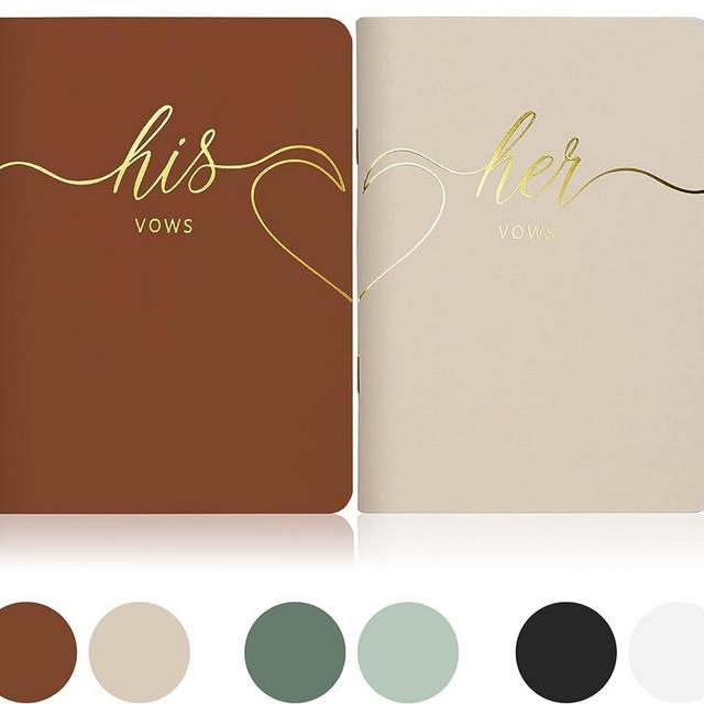 LSSH GmbH Wedding Vow Books,Original Vow Books His and Hers,Perfect Wedding Essentials for Your Wedding Day,28 Pages, 5.5" X 4" (Terracotta & beige)