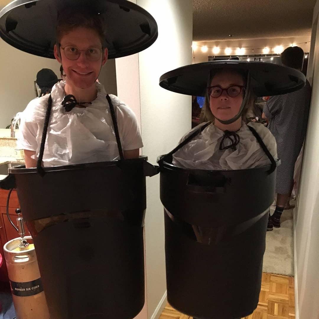 What began as a joke ended up as our actual 2018 Halloween costume—trash cans!